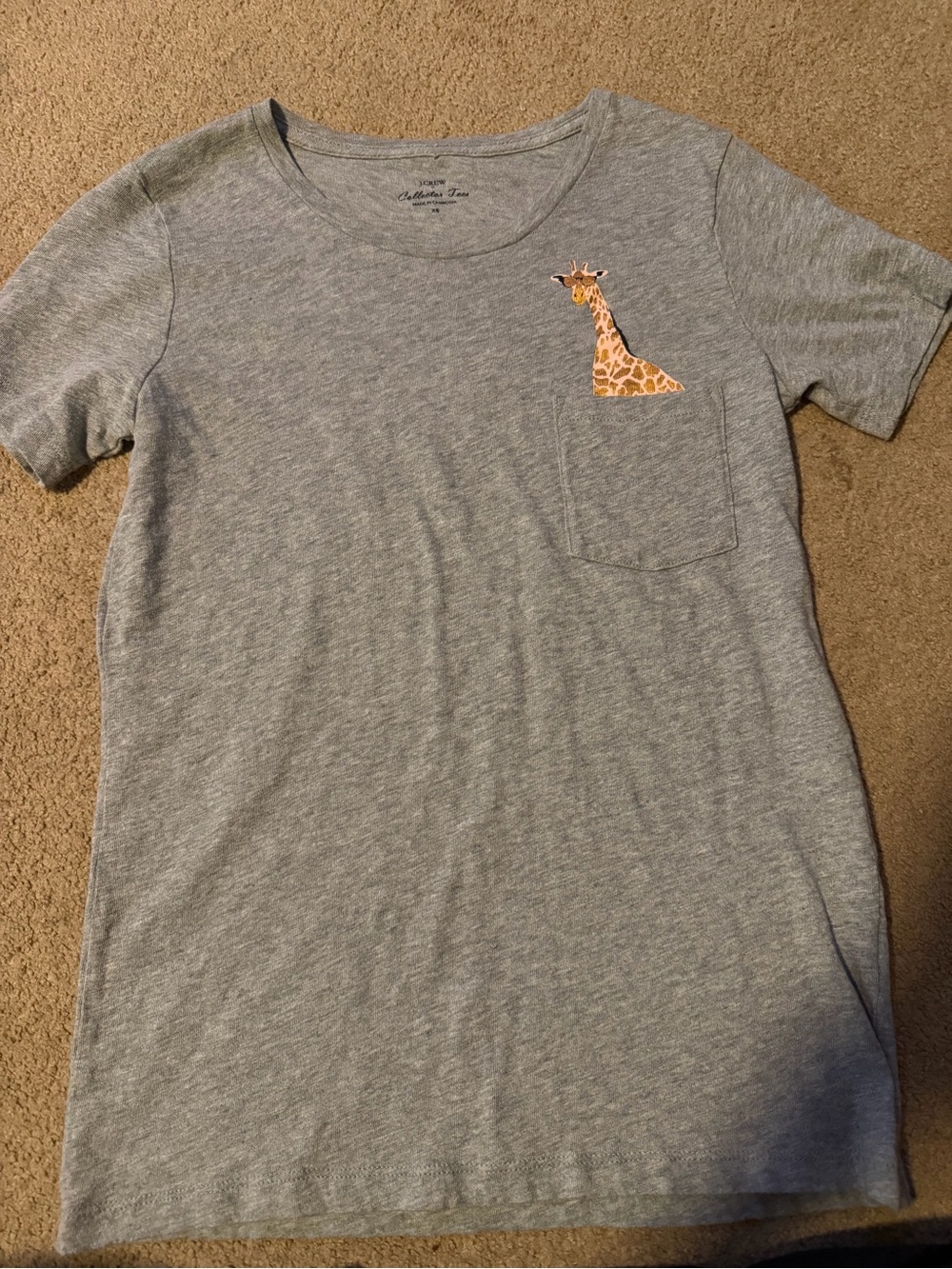 J.crew Grey Pocket Tee with Giraffe Graphic